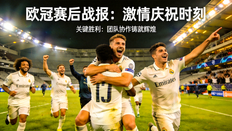 欧冠赛后战报分析文章配图 - 球员庆祝胜利瞬间